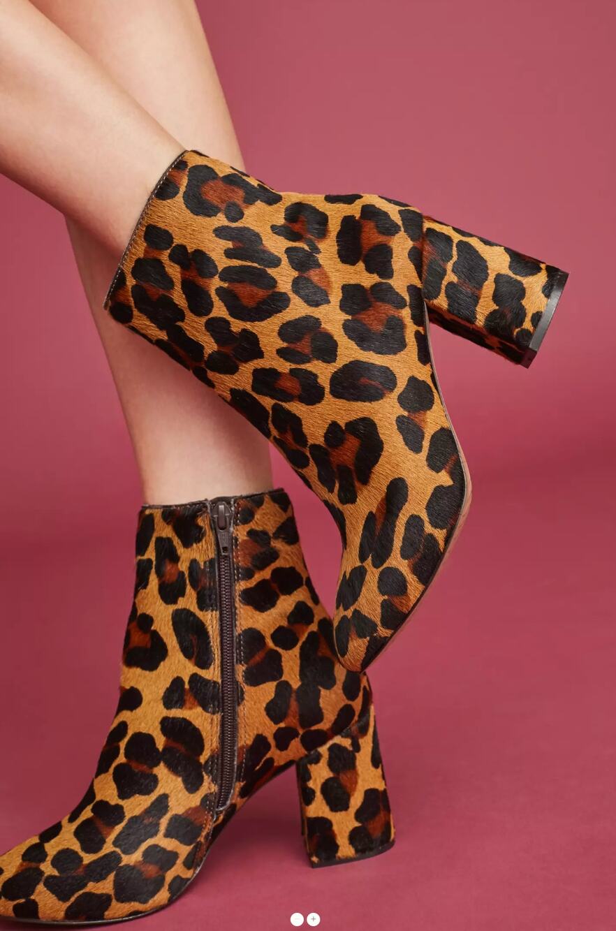 Matisse Grove Leopard Calf Hair Ankle Boots Anthropologie Womens 8.5 Chic